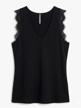 Anthropologie Black Lace Trim Tank – Size Medium – NWOT